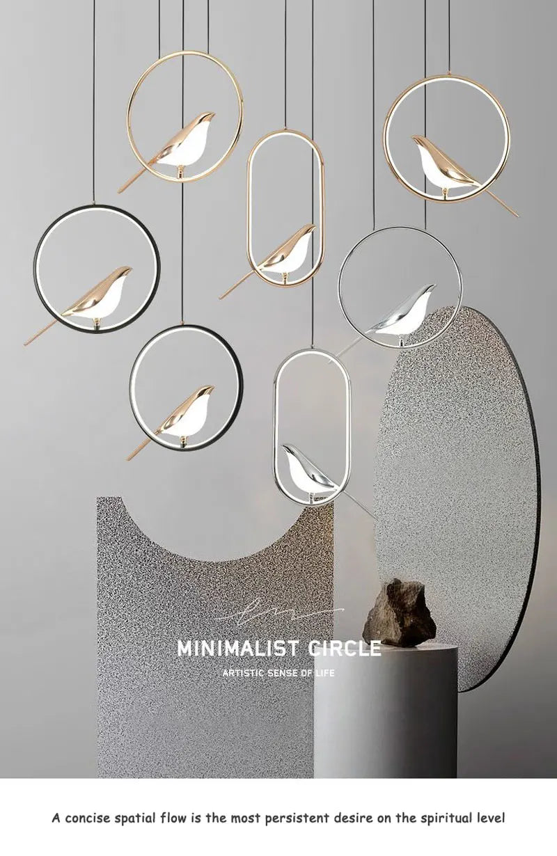 Rotatable Magpie Bird LED Pendant Light for Bedside Bedroom Indoor Gold Silver Hanging Lighting Chandelier Lamps Foyer AC85-265V