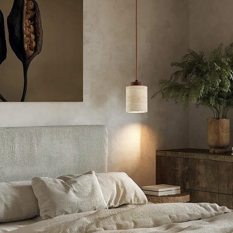 apanese modern designer wabi-Sabai bedroom bedside lighting bar B&B yellow cave stone chandelier bedside hanging wire lamp
