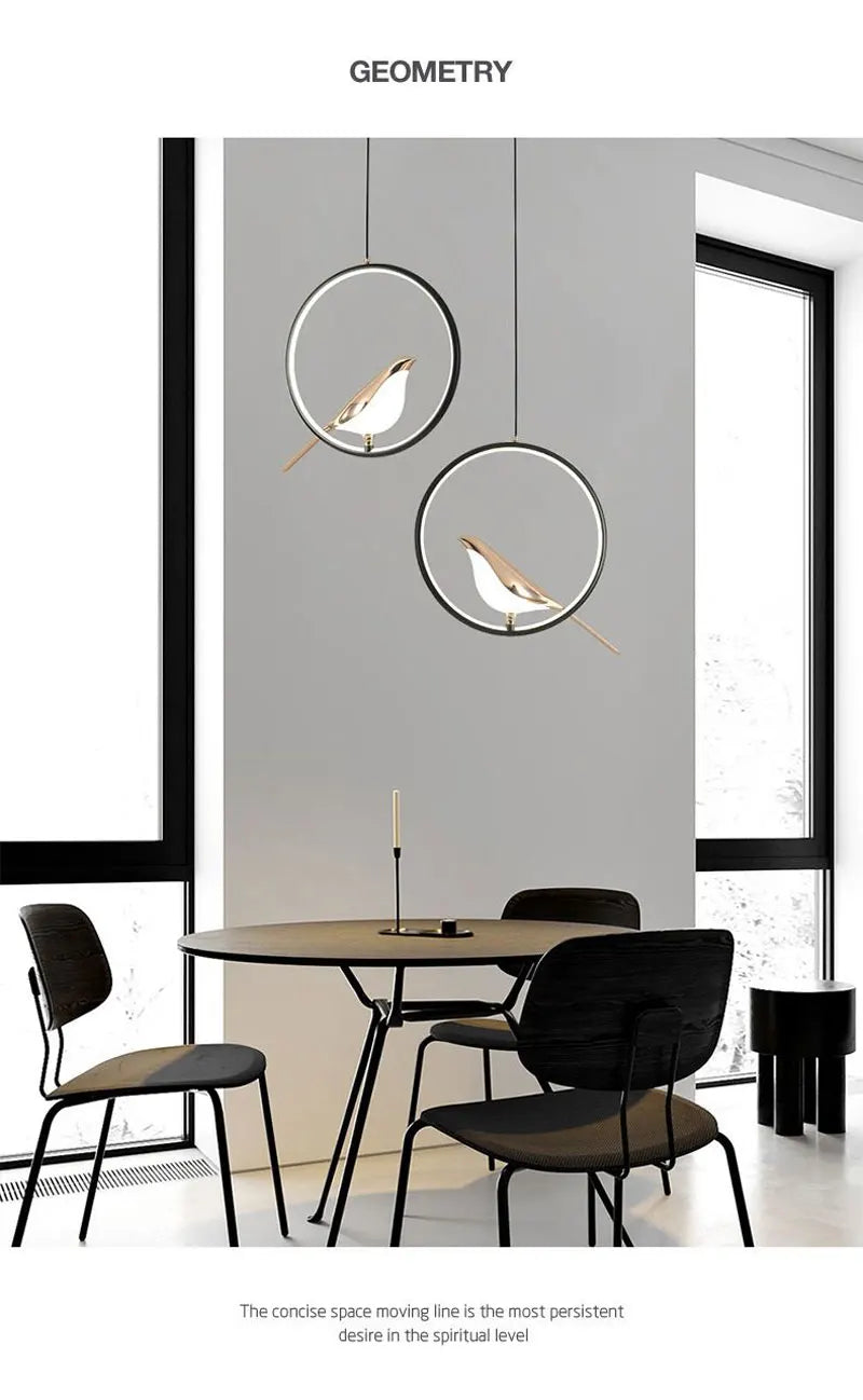 Rotatable Magpie Bird LED Pendant Light for Bedside Bedroom Indoor Gold Silver Hanging Lighting Chandelier Lamps Foyer AC85-265V