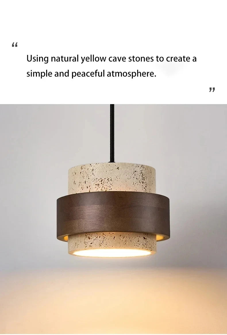 Nordic Minimalist Wabi Sabi Yellow Travertine Chandelier B&B Restaurant Bar Pendant Lights Home Dining Room Bedside Wall Light