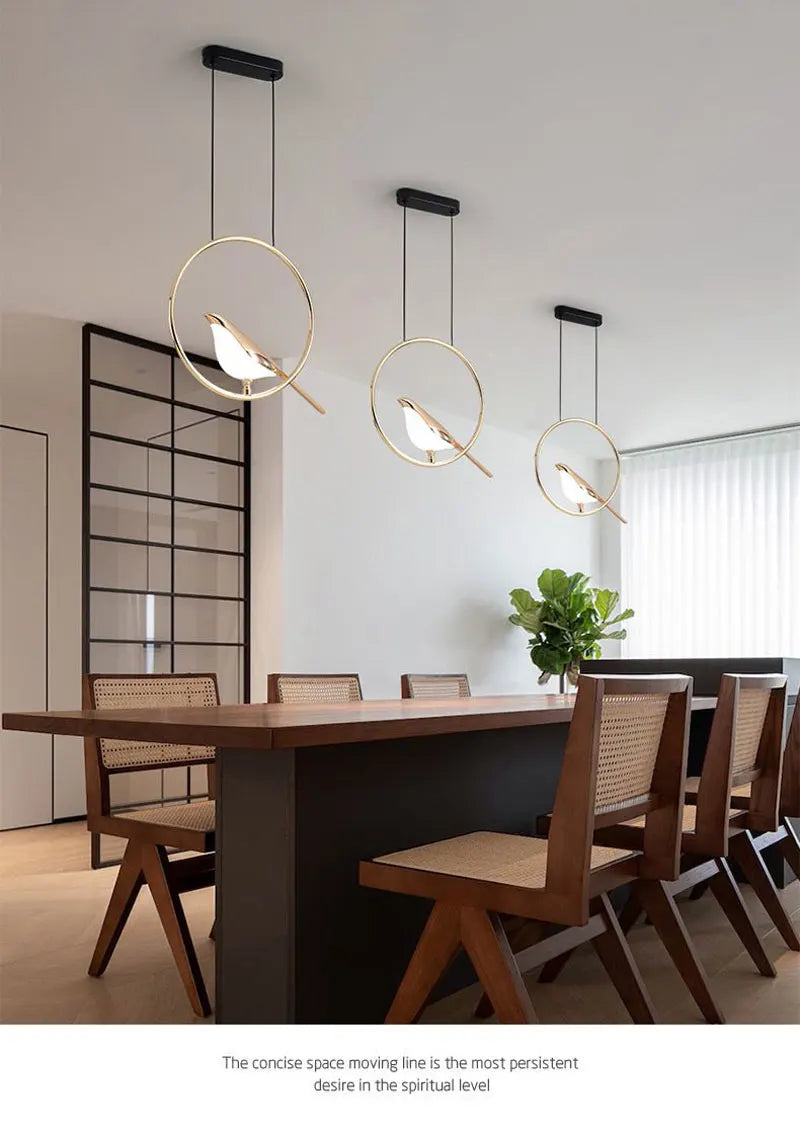 Rotatable Magpie Bird LED Pendant Light for Bedside Bedroom Indoor Gold Silver Hanging Lighting Chandelier Lamps Foyer AC85-265V